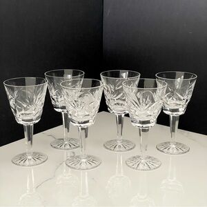 SET of 6 Ashling Claret Wine Glasses by Waterford Crystal